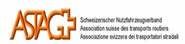 Logo der ASPAG, einem Schweizerischen Straßentransportverband, mit Text in Deutsch, Französisch und Italienisch.