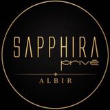 Black circular logo with gold text reading &ldquo;SAPPHIRA prime ALBIR.&rdquo;