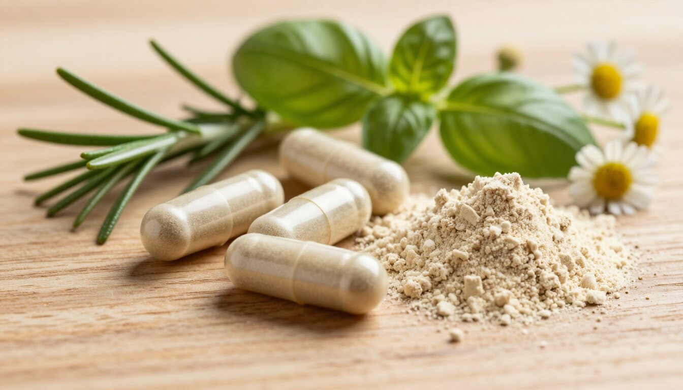 Suplementos de colágeno natural en un entorno de herbolario
