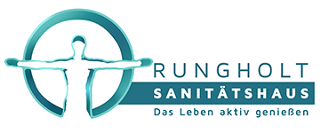 Ein blau-weißes Logo für das Sanitätshaus Rungholt