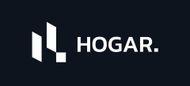 Un logo blanco sobre fondo negro que dice hogar.