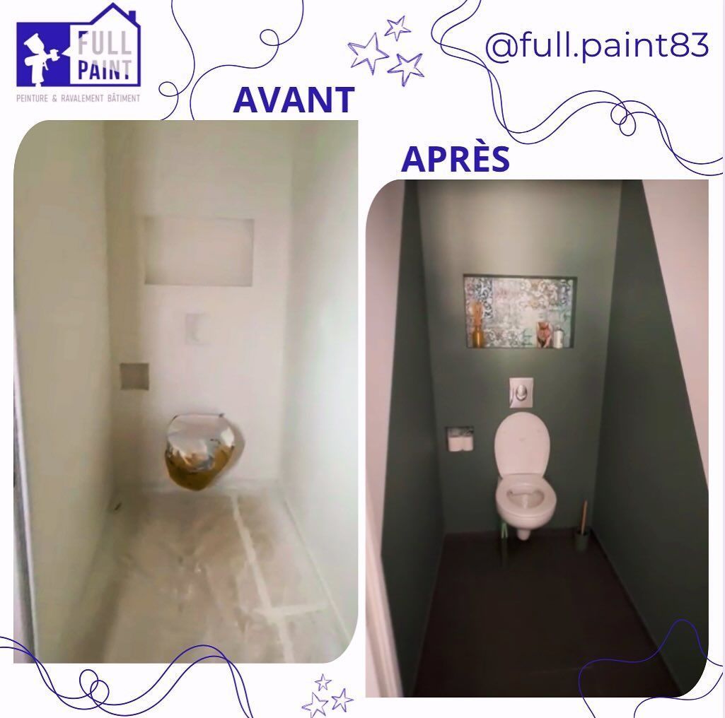 Des toilettes avant et après les travaux.