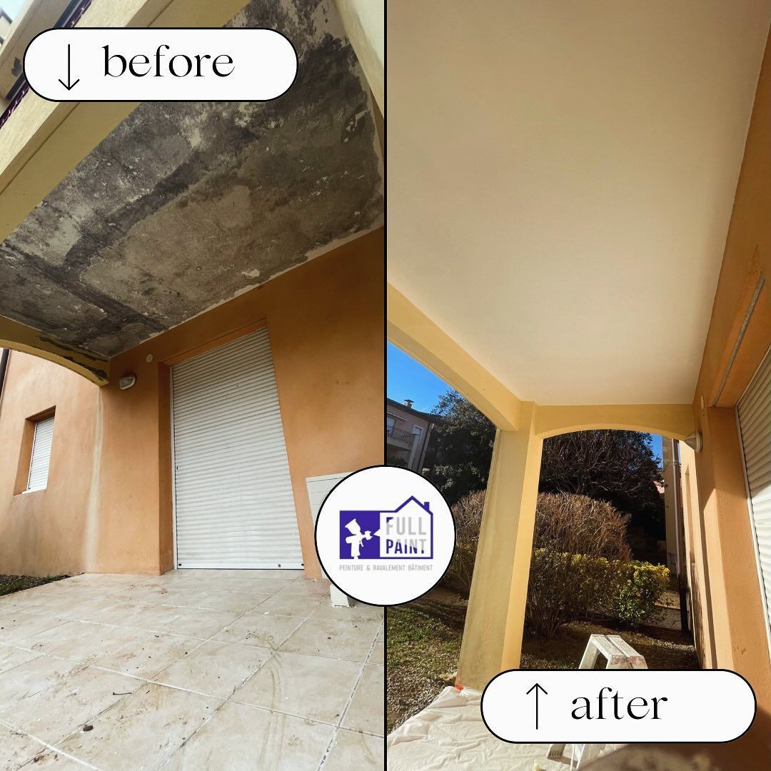 Un avant/après sous un auvent.