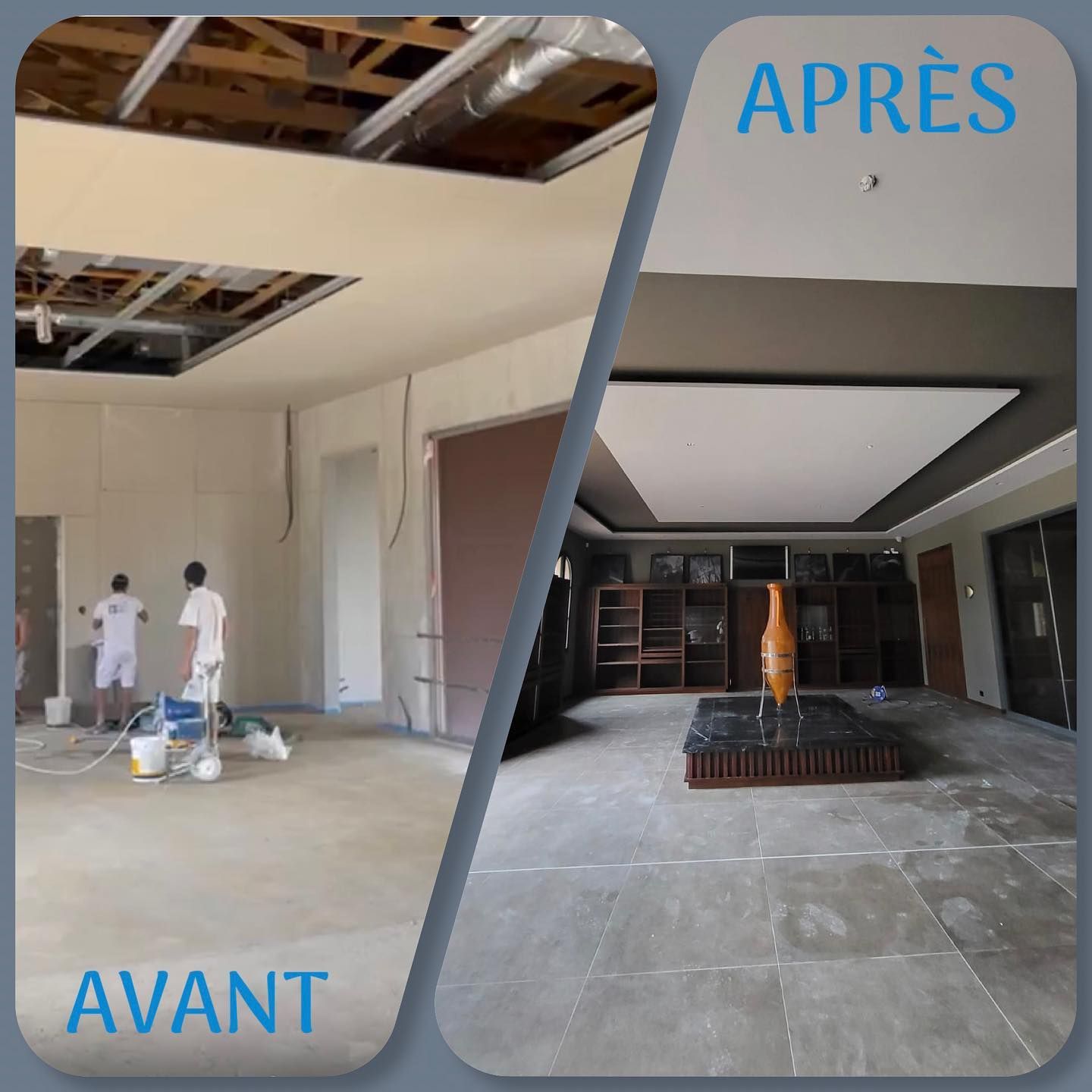 Un avant/après sous un auvent.