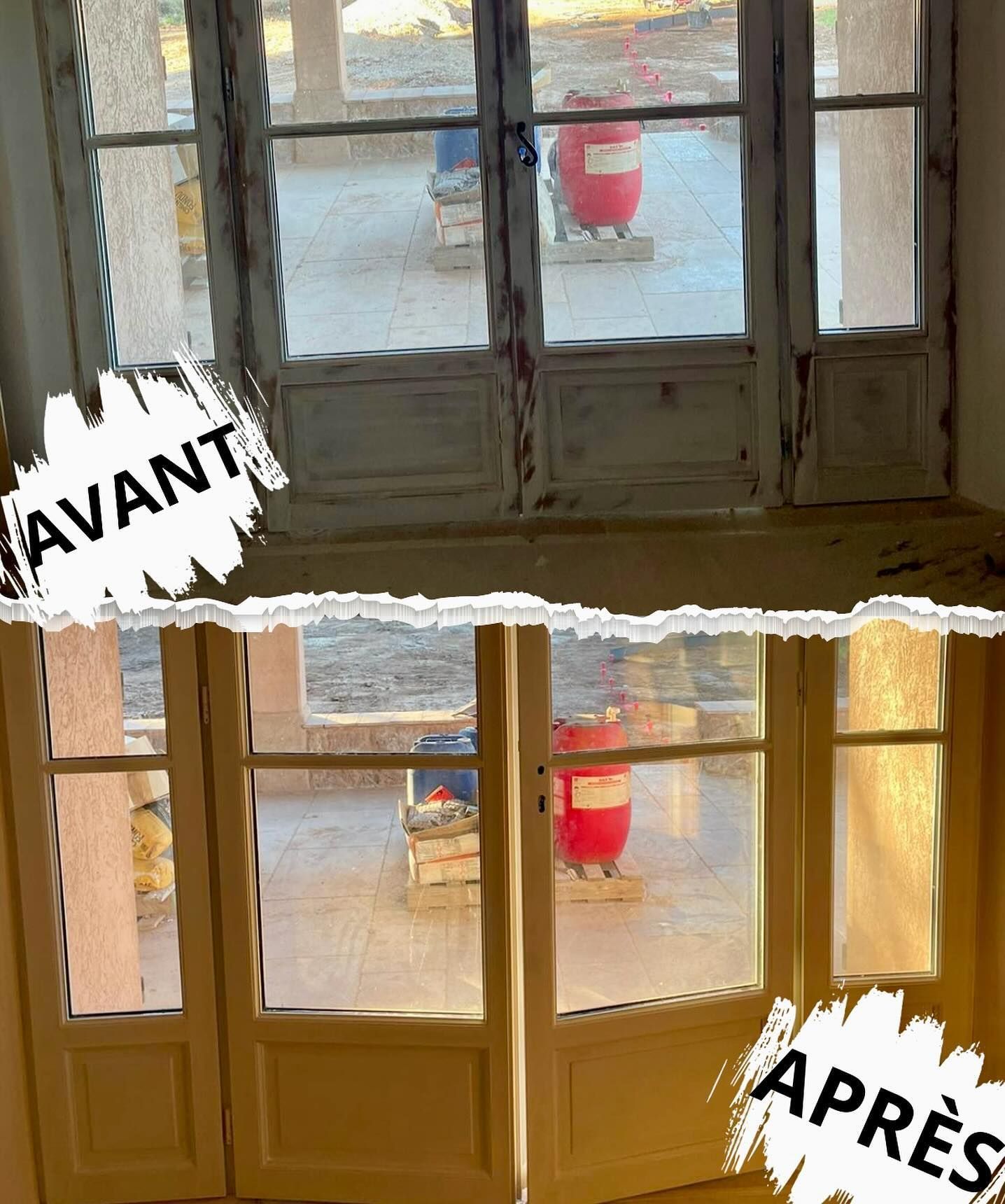 Une porte-fenêtre avant et après.
