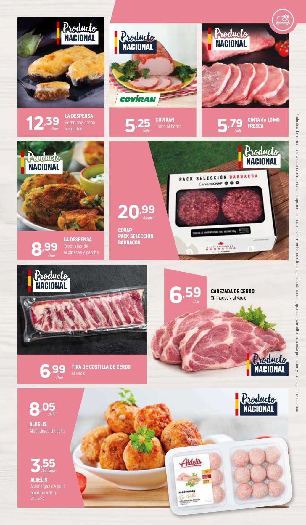 Un volante de una tienda de comestibles muestra una variedad de carnes y verduras.