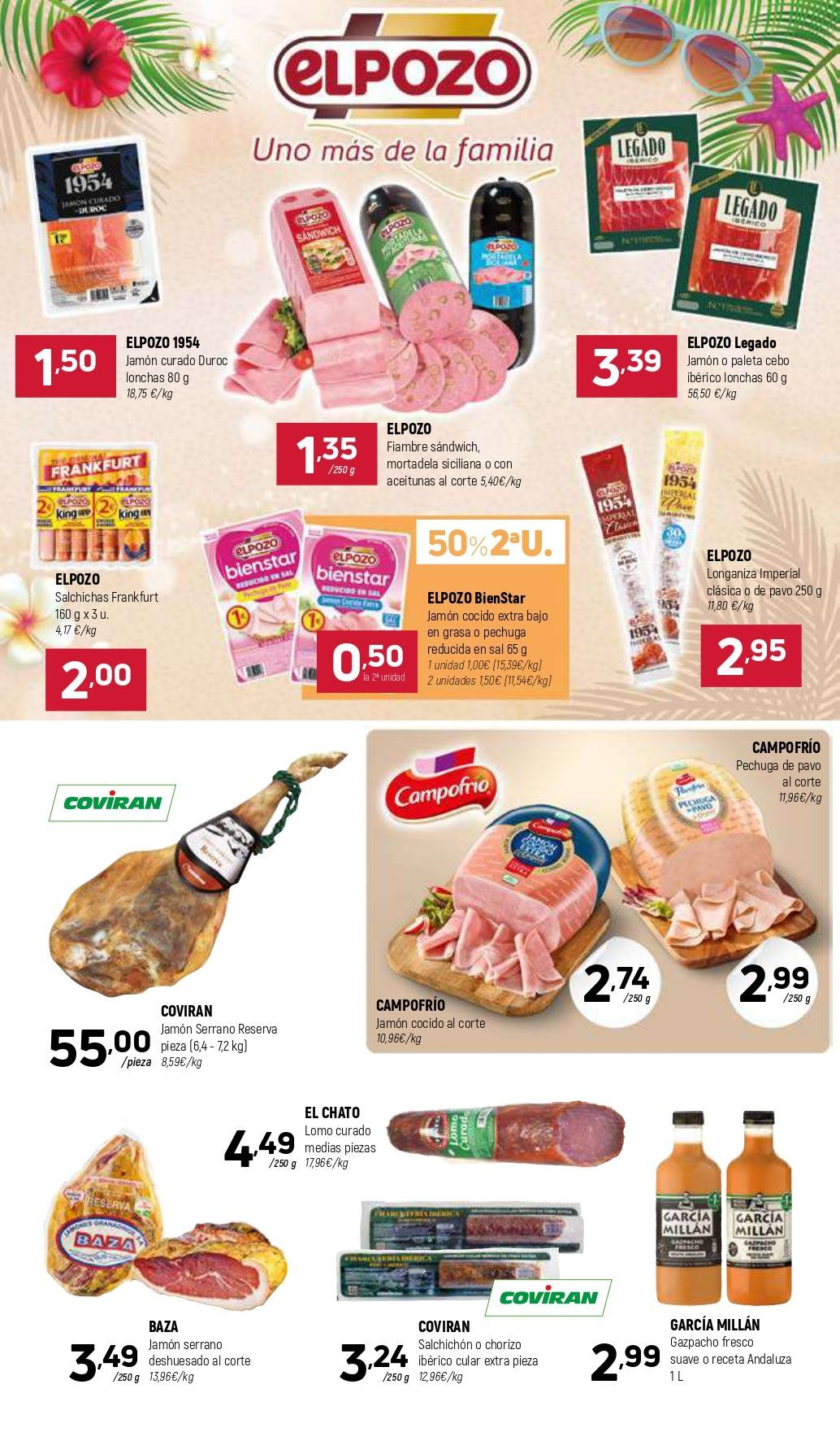 Un volante de elpozo muestra una variedad de carnes y jugos.