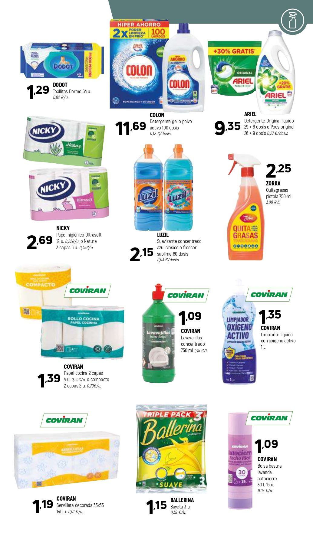 Hay muchos tipos diferentes de productos de limpieza en este anuncio.