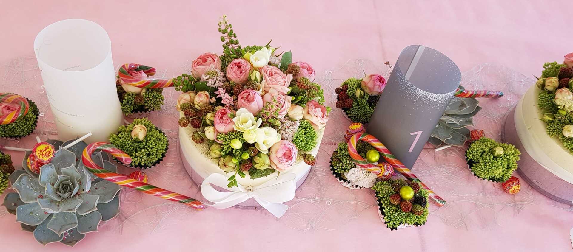 Habillage floral d'un gâteau