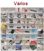 Uma variedade de ferramentas são exibidas sob a palavra varios