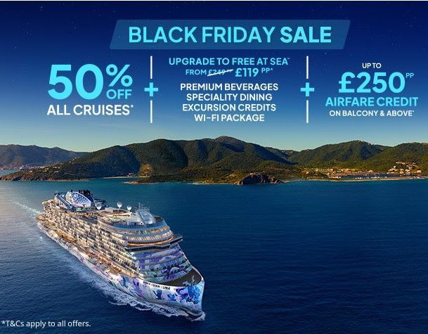 Norwegian Cruises, Black friday sale, 50% off, Black Friday cruise deals