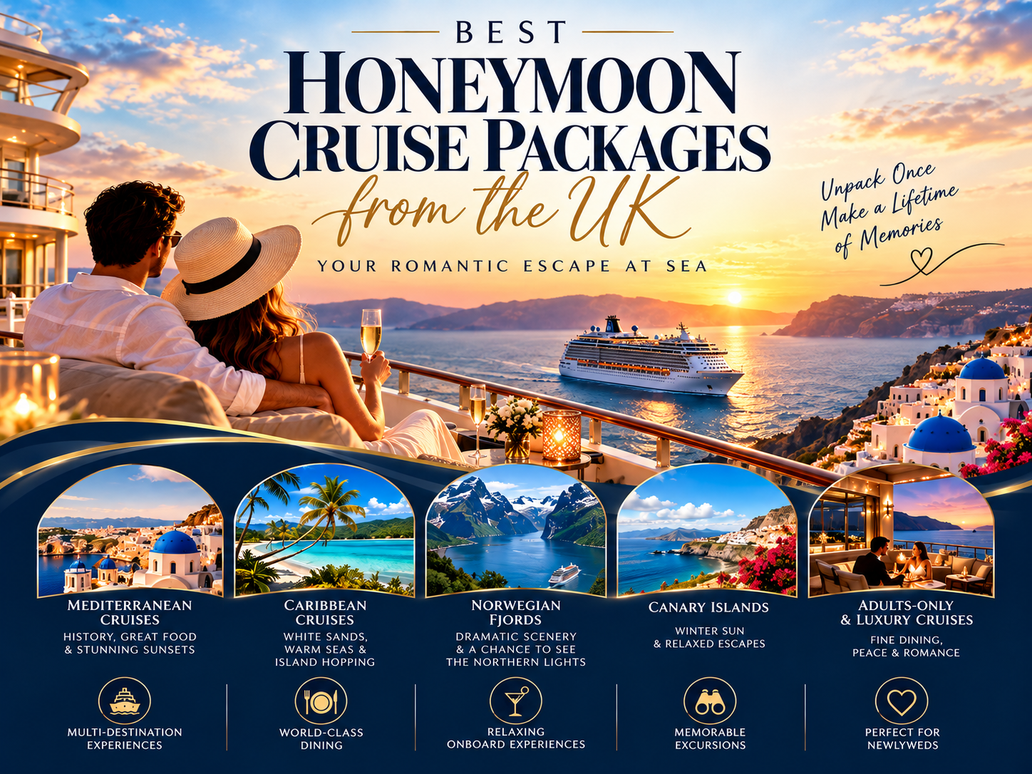 honeymoon cruise packages UK | romantic cruises for couples, fly-cruise honeymoon