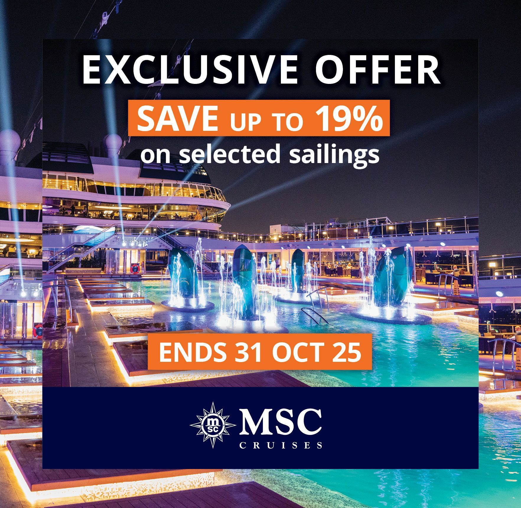 MSC cruises offer for october month