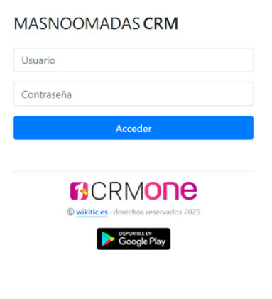 Una captura de pantalla de un sitio web que dice masnoomadas crm