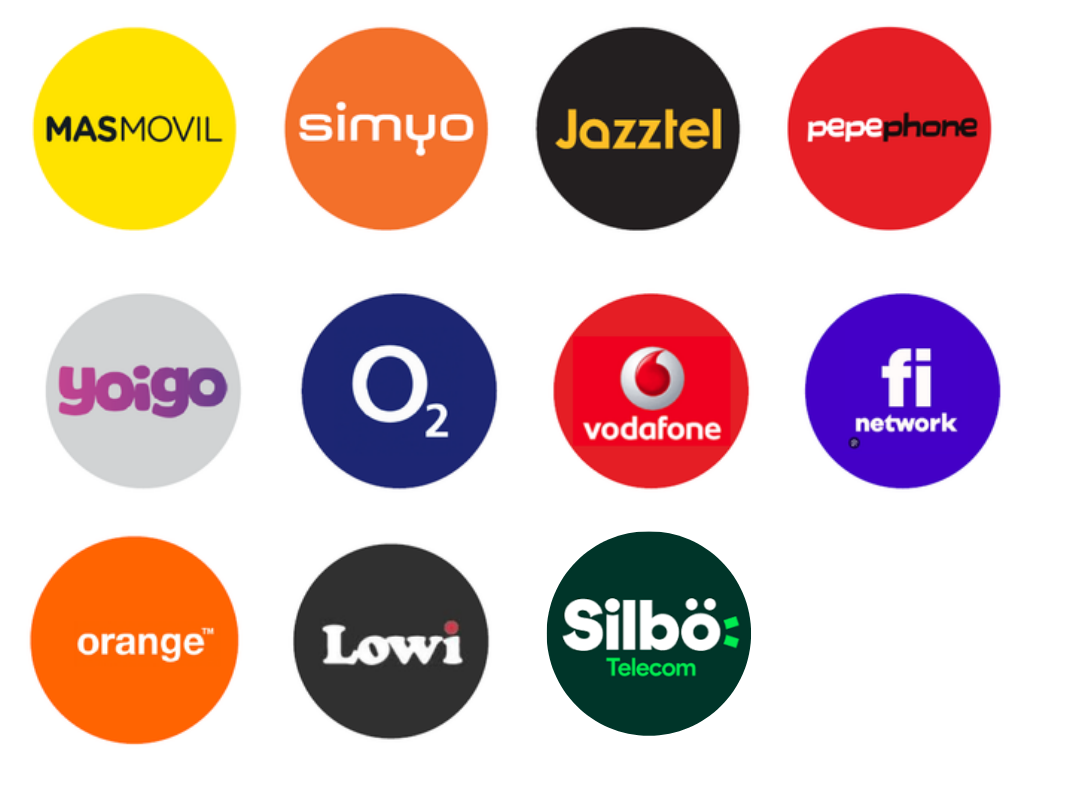 Un montón de círculos de diferentes colores con diferentes logotipos en ellos.