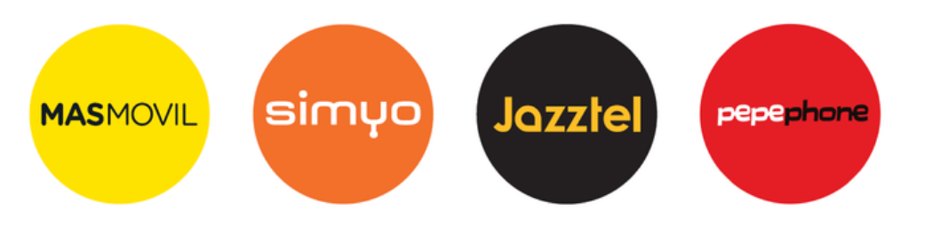 Una fila de círculos con la palabra jazztel en ellos