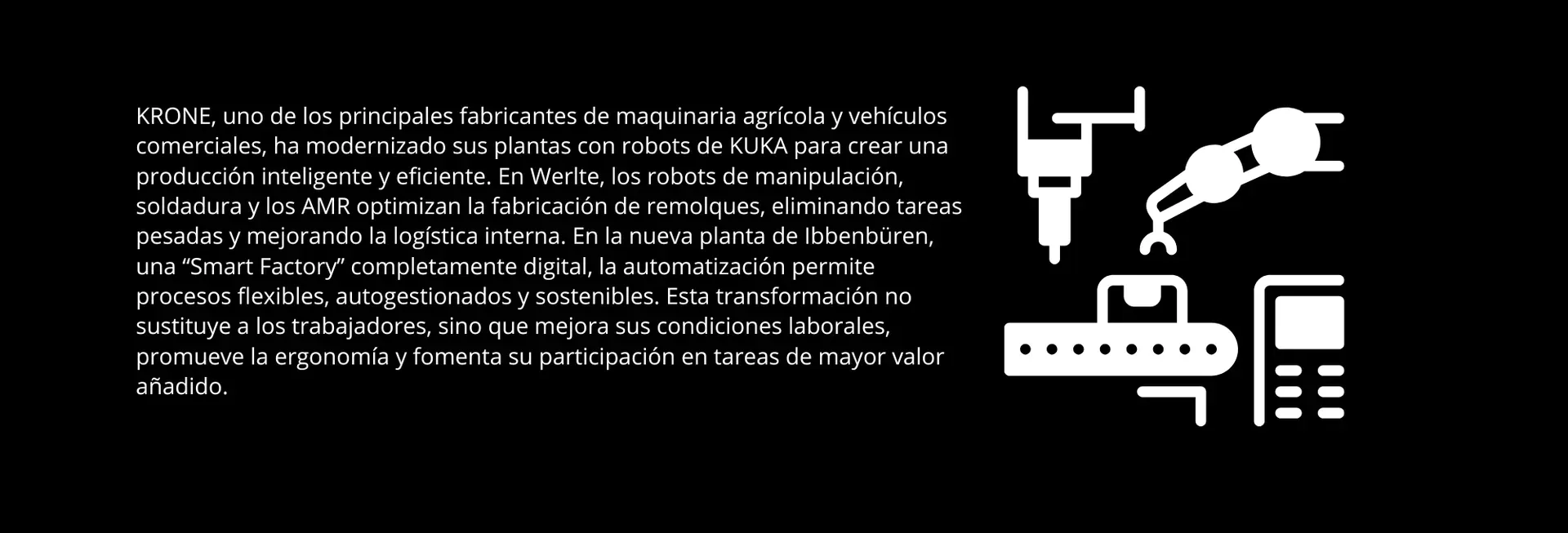 Iconos y texto de robótica sobre fondo negro.