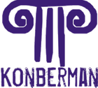 Un logotipo morado y blanco para Konberman.