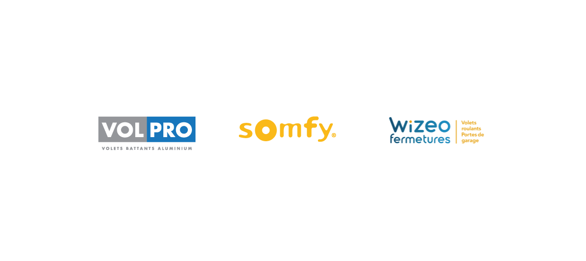 Logos de VOLPRO, Somfy, Wizeo
