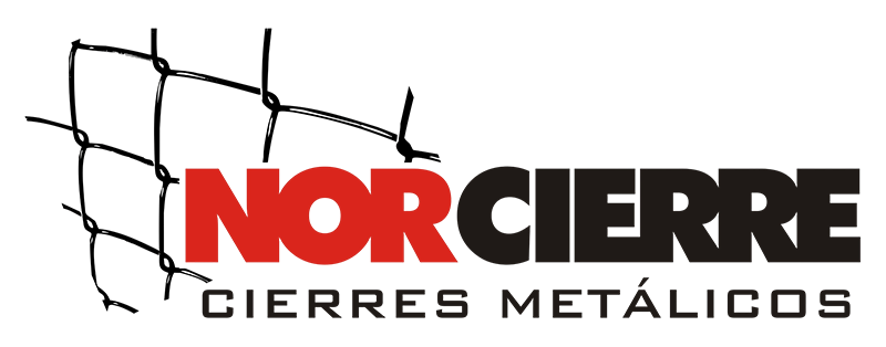 Logo de NORCIERRE en rojo, negro y gris con el texto &ldquo;CIERRES MET&Aacute;LICOS&rdquo; y una cuadr&iacute;cula inclinada.