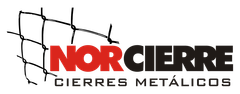 Logo de NORCIERRE en rojo, negro y gris con el texto “CIERRES METÁLICOS” y una cuadrícula inclinada.