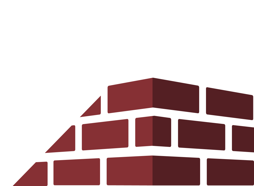 Mur de briques rouges ou cheminée en construction sur fond blanc