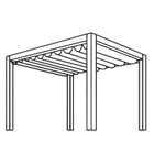 Un dibujo en blanco y negro de una pérgola sobre un fondo blanco.