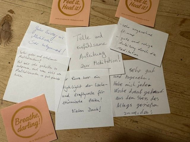 Feedback Foto des Feedbacks der Kursteilnehmer des Meditationskurses