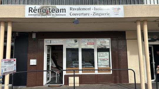 Vitrine de Réno team, une entreprise spécialisée dans la rénovation, l'isolation, la toiture et les travaux de zinc.