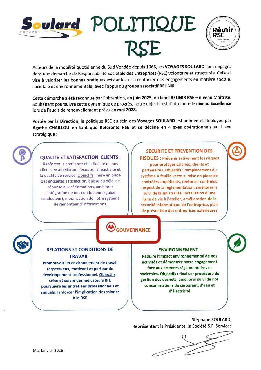 Document sur le politique RSE des Voyages Soulard.