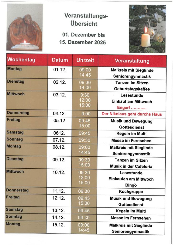 Veranstaltungskalender Seite 1