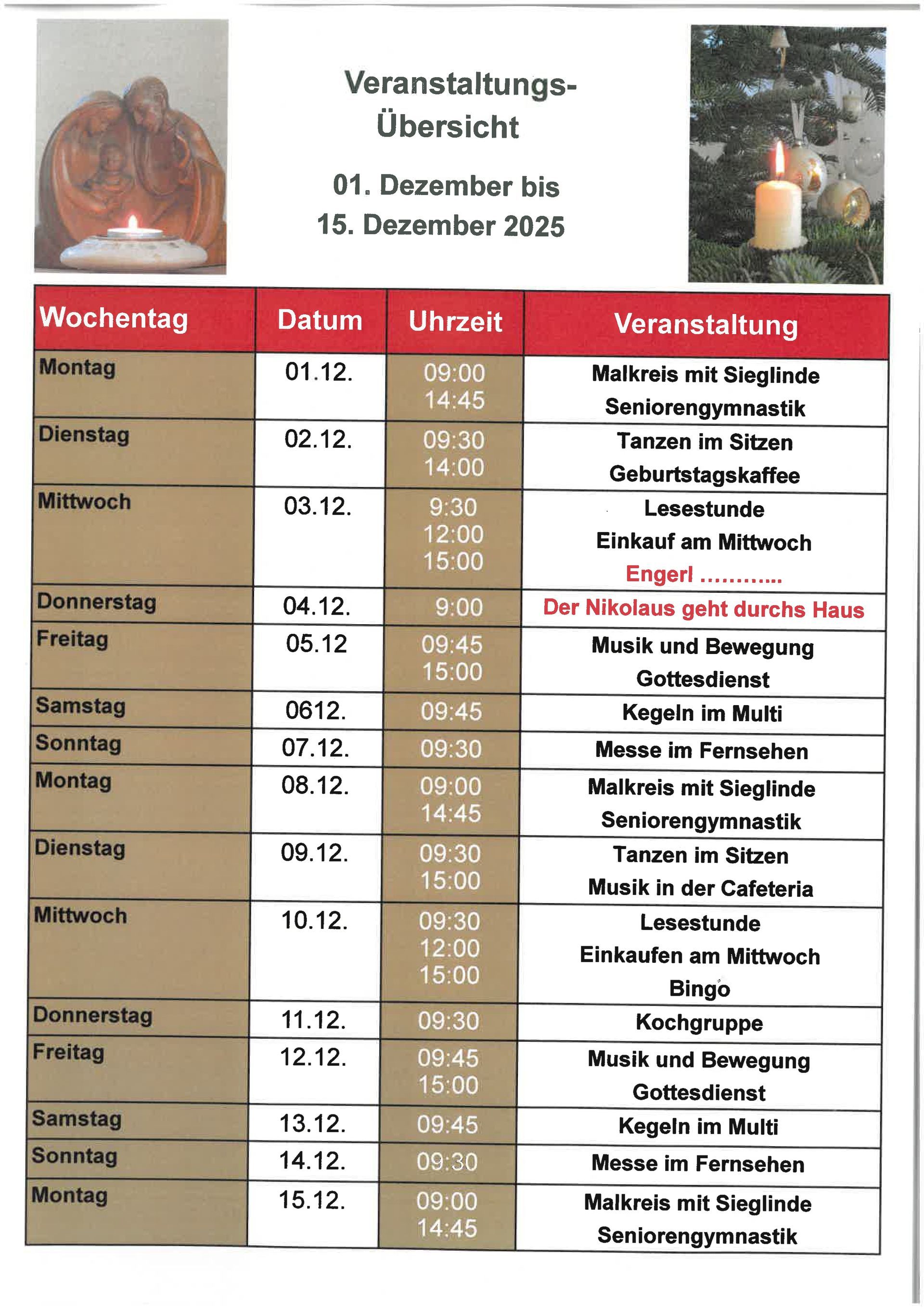 Veranstaltungskalender Seite 1