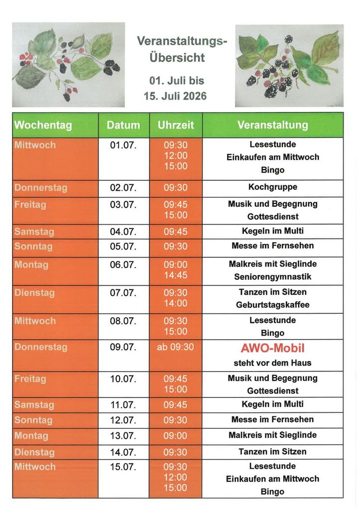 Veranstaltungskalender Seite 1