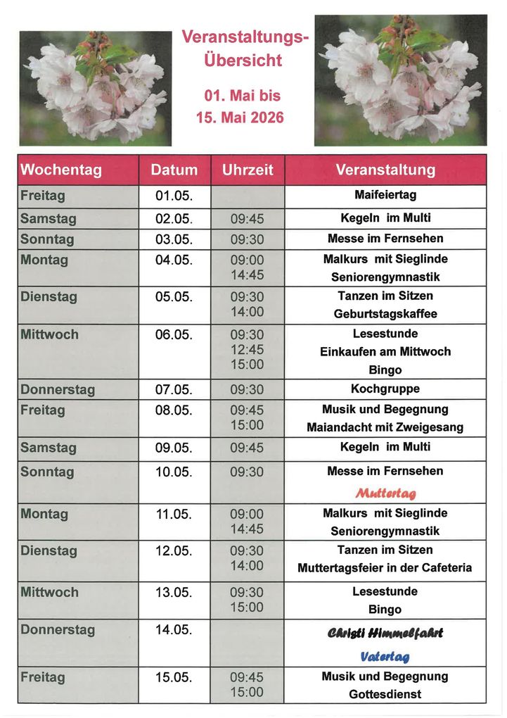 Veranstaltungskalender Seite 1