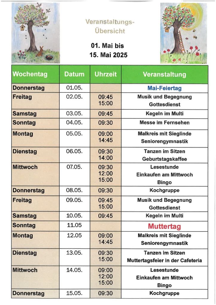 Veranstaltungskalender Seite 1