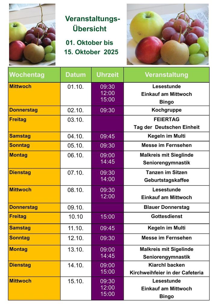 Veranstaltungskalender Seite 1