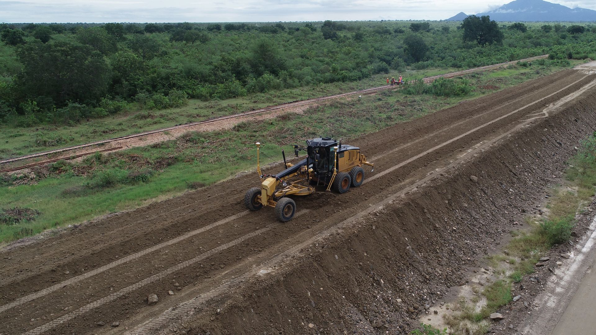 Engin de chantier en mouvement