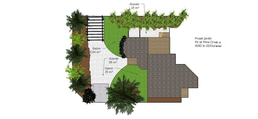 Étude 3D d'aménagement d'une maison à Arcachon vu du dessus