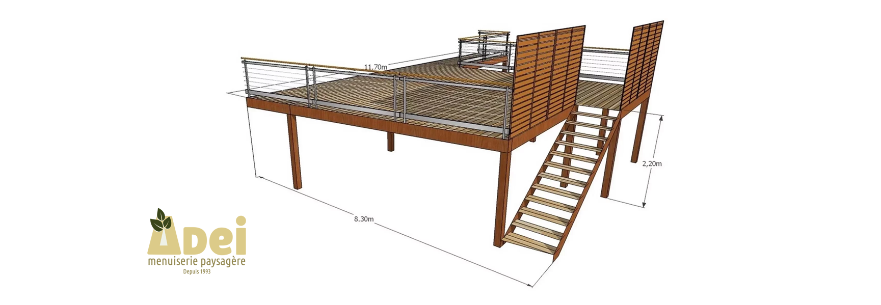 Plan d'une terrasse sur pilotis