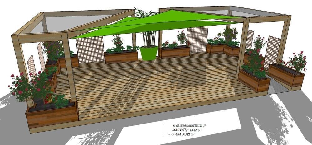 Projet 3D d'une terrasse de restaurant