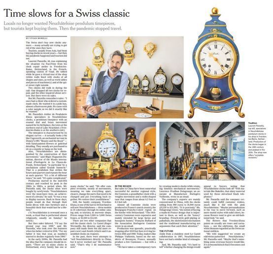 Atelier de pendulerie Eluxa - Time slows for a Swiss classic