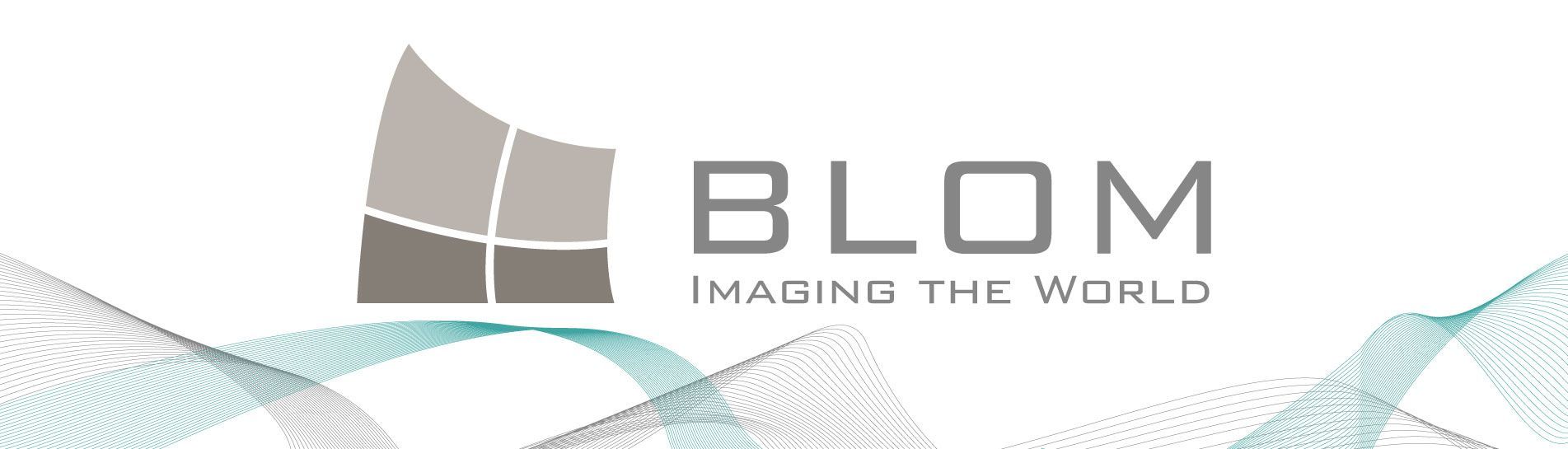 Das Logo von Blom Imaging the World ist auf weißem Hintergrund abgebildet.