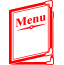 Un dibujo de caricatura de un menú con un marco rojo.