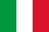 Bandera italiana: rayas verticales verdes, blancas y rojas.