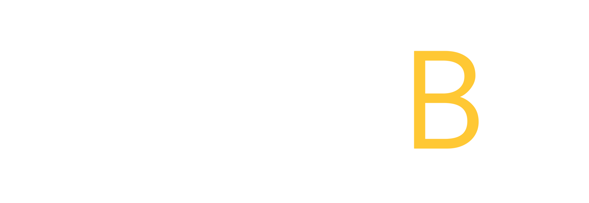 La letra may&uacute;scula "B" en una fuente serif amarilla y en negrita, centrada sobre un fondo blanco.