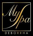 Logo doré « My Spa Deborah » sur fond noir avec une fine bordure dorée