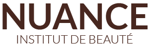 Logo NUANCE avec la mention « Institut de Beauté » en brun foncé et gris sur fond blanc