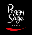 Logo Peggy Sage Paris en blanc et rouge sur fond noir