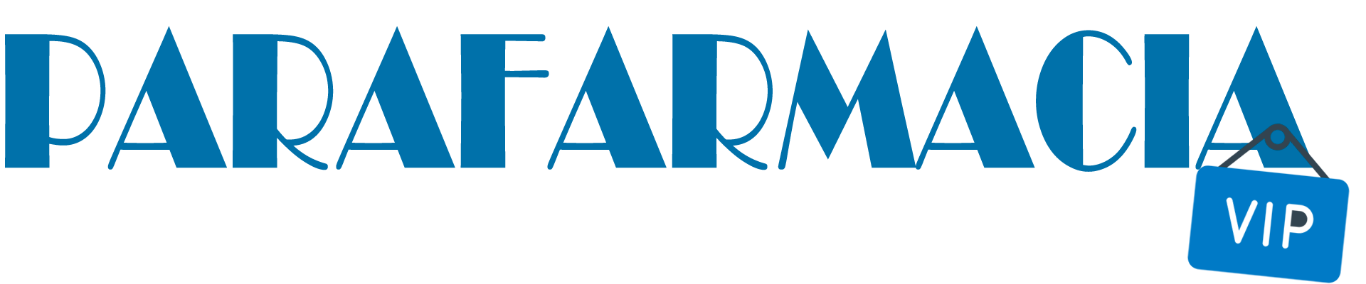 Un logotipo azul de Parafarmacia VIP sobre un fondo blanco