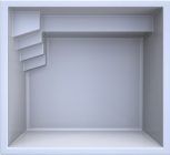 Piscina azul y blanca con varias secciones, incluido un spa y escaleras de entrada.